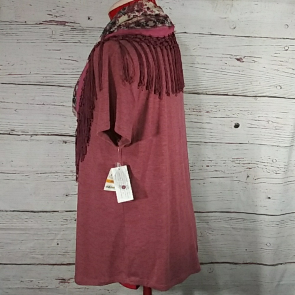 Style & co Women T-Shirt With Fringe Scarf Sz S - Picture 6 of 8
